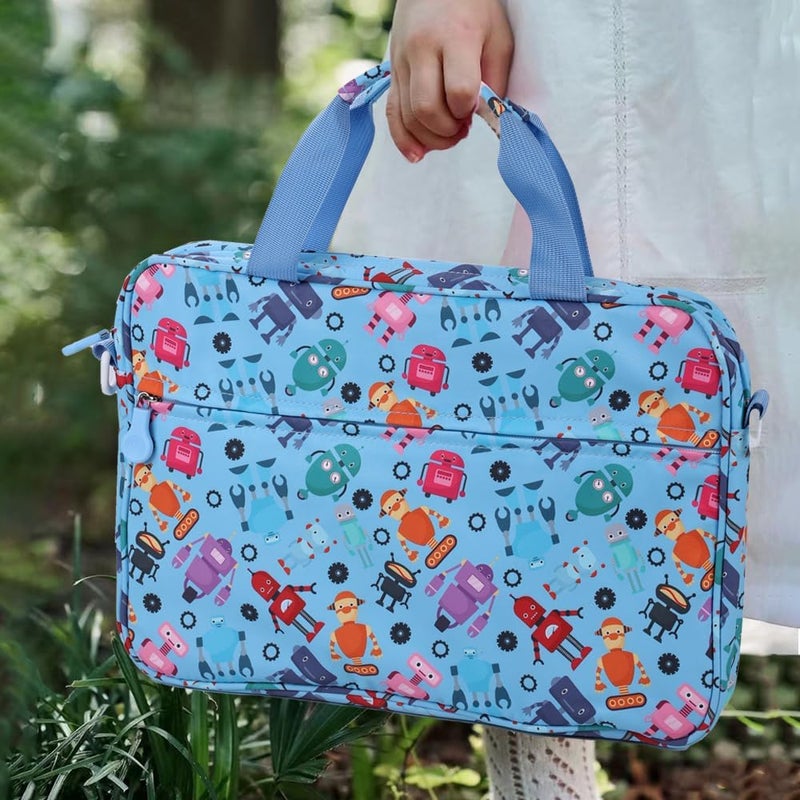 Topevoeon Kids Tablet Bag with Handle Shoulder Strap, 13 inch Cute Robot Tablet Sleeve Carrying Bag Case for Boy Girl Fit Fire HD 10 HD 8 IPAD 10 11 A16 10.2 7 8 9 Kids pro Tablets JQL - Image 5